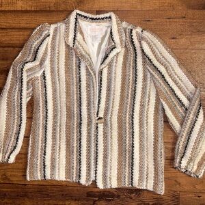 D.K. Gold by Donnkenny • Mohair/Lambswool • Striped • Beige/Brown/Grey • Jacket